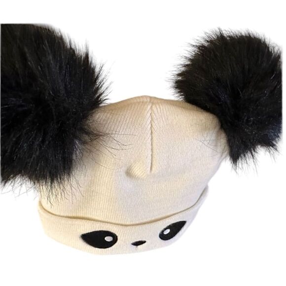Cozy Panda Knit Beanie with Pom-Pom Ears for Kids - Picture 4 of 17
